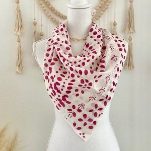 Free People Polka dot scarf square cream burgundy plum bohemian boho